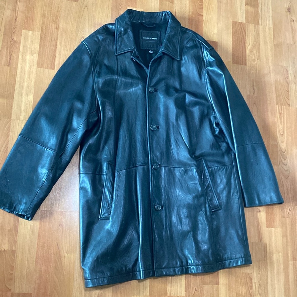 ANDREW MARC Leather Car Coat